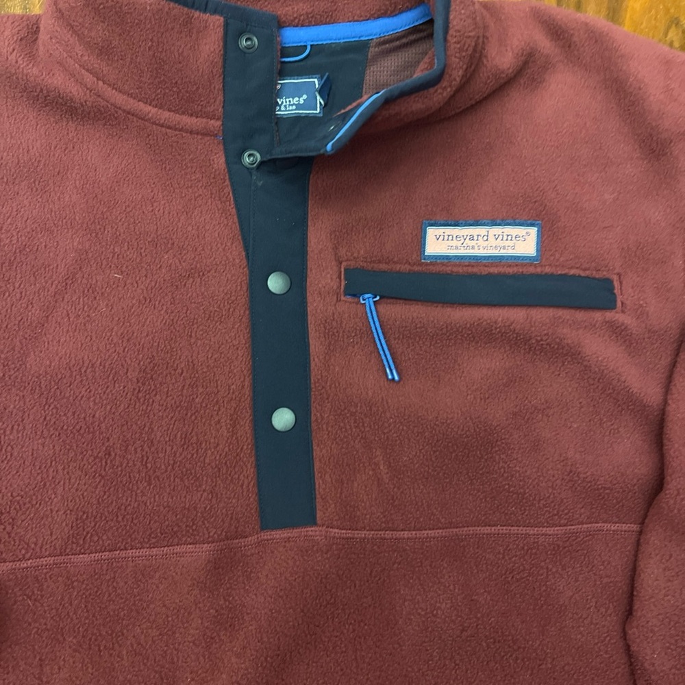 Vineyard Vines Men's Size M Merlot Snap Fleece 1/4 Snap Pullover Jacket